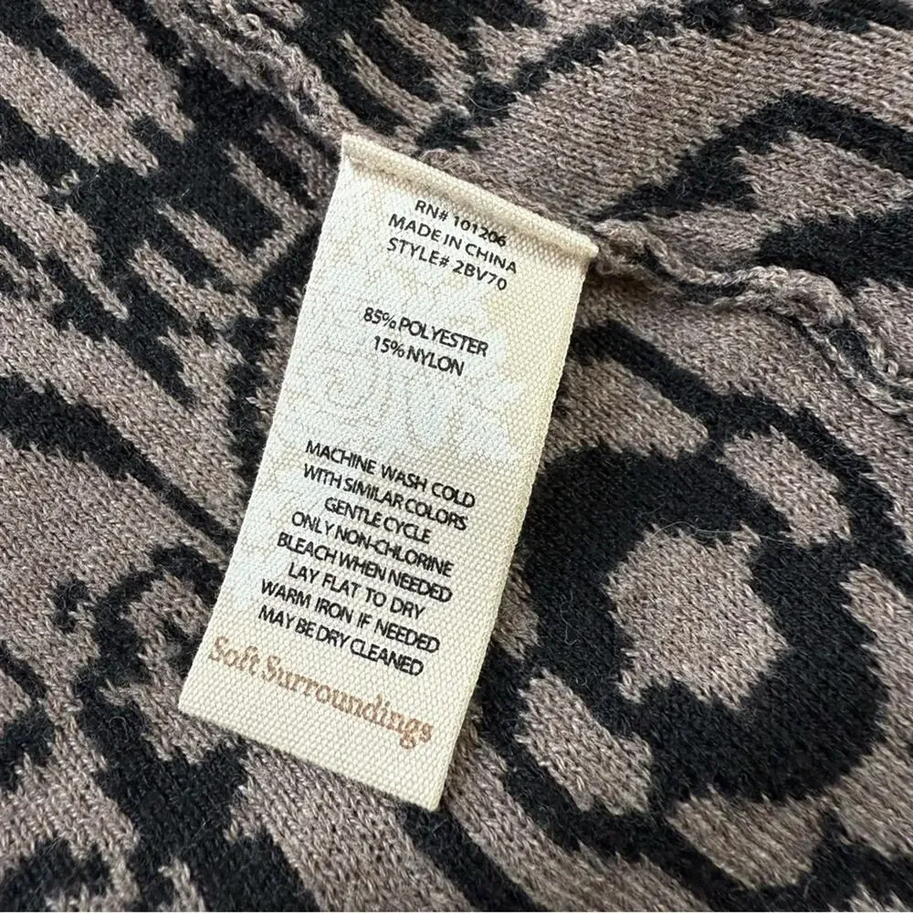 Soft Surroundings Filigree Open Front Tan Black Cardigan Size Large